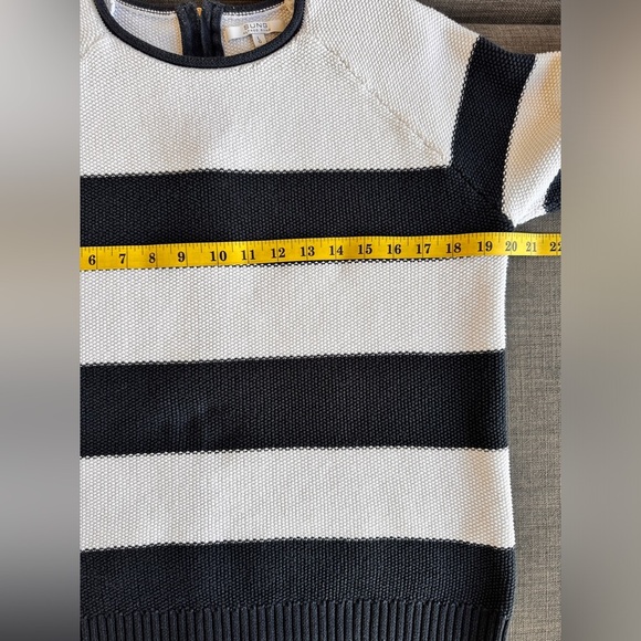 Alfred Sung | Navy & White Striped Cotton Knit Sweater - Picture 3 of 9